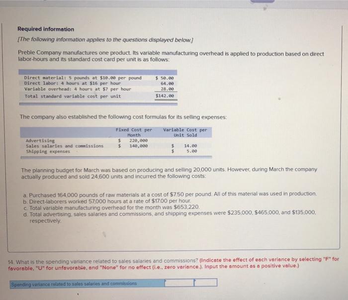 spending variance related to advertising 8. what is the spending variance related