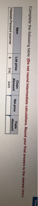  Chec Complete the following table: (Do not round Intermediate calculations. Round