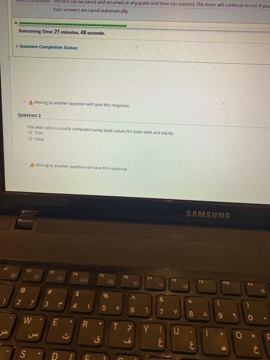  to completion this test can be saved and resumed at any