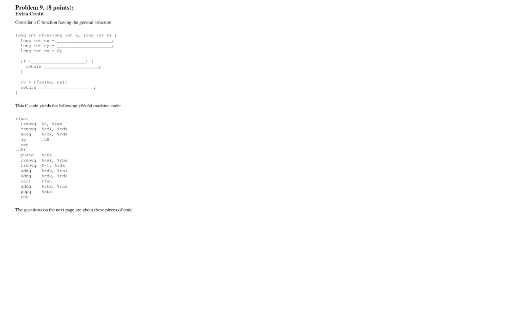  A. What value does rfun store in the callee-saved register%rbx? B.