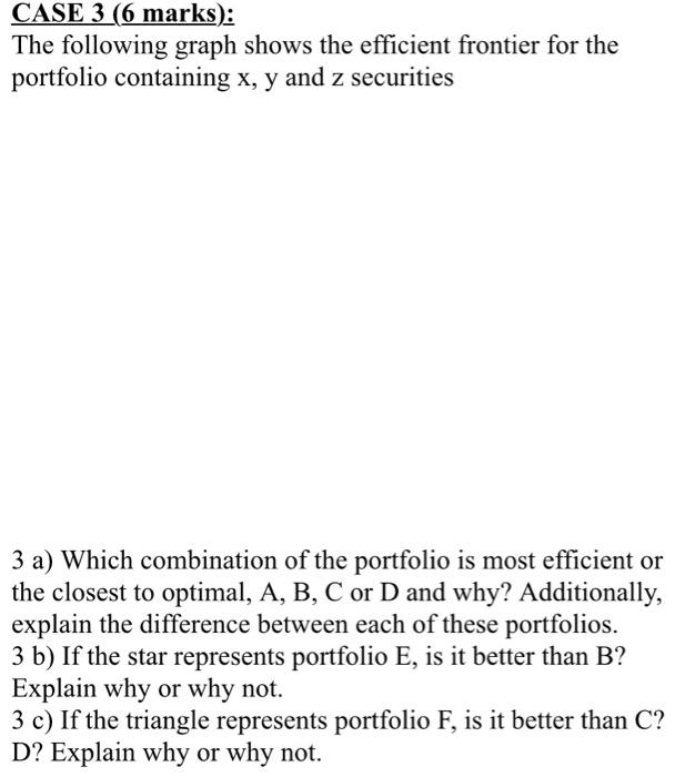  CASE 3 (6 marks): The following graph shows the efficient frontier