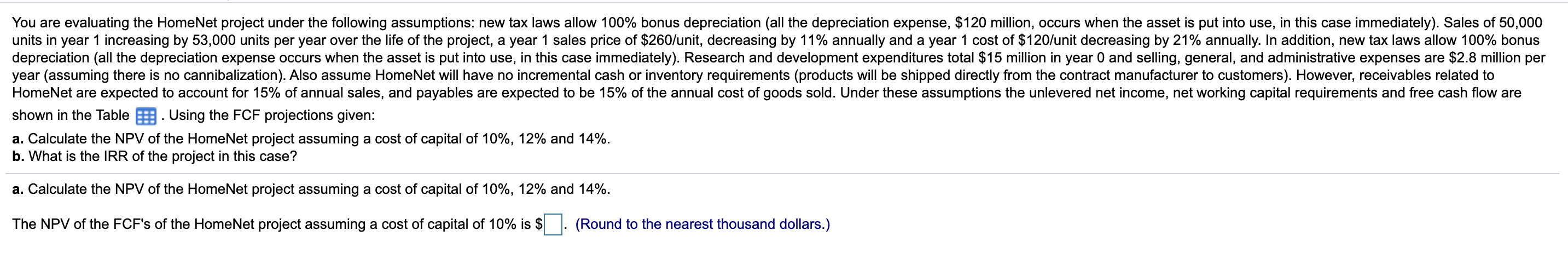 Please solve A and B round A to the nearest thousand dollar