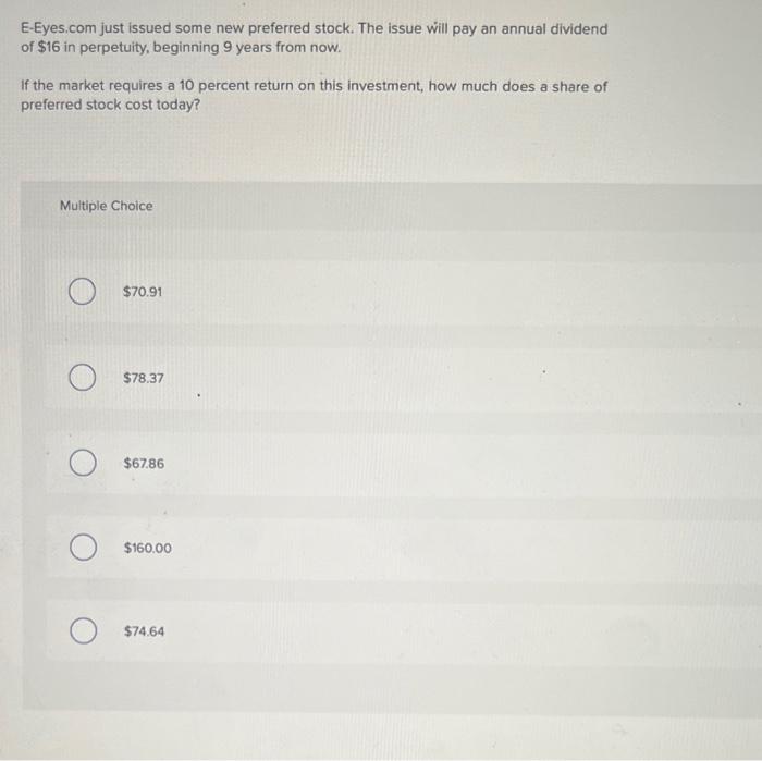  E-Eyes.com just issued some new preferred stock. The issue will pay