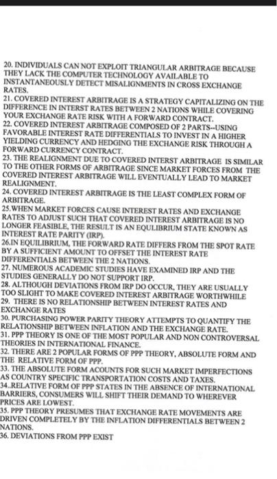  20. INDIVIDUALS CAN NOT EXPLOIT TRIANGULAR ARBITRAGE BECAUSE THEY LACK THE