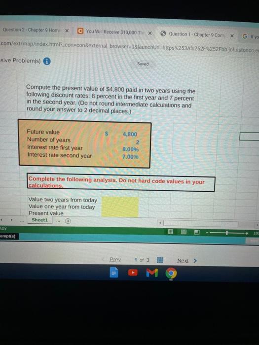 $10,000 Th X Question 1 - Chapter 9 Come mion.com/ext/map/index.html?con=con&external_browser=0&launchUrl=https%253A%252F%252Fbb. -hensive Problem(s)
