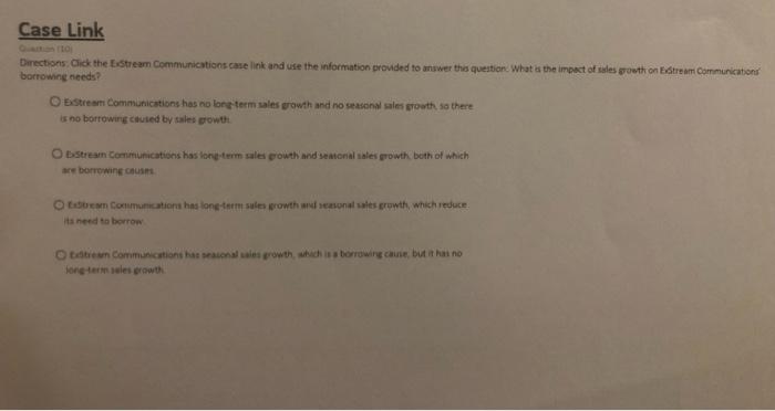BR Q(10) Case Link Directions: Click the stream Communications case link and