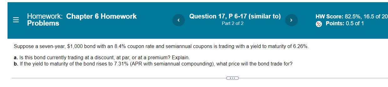 Homework: Chapter 6 Homework Problems Question 17, P 6-17 (similar to)