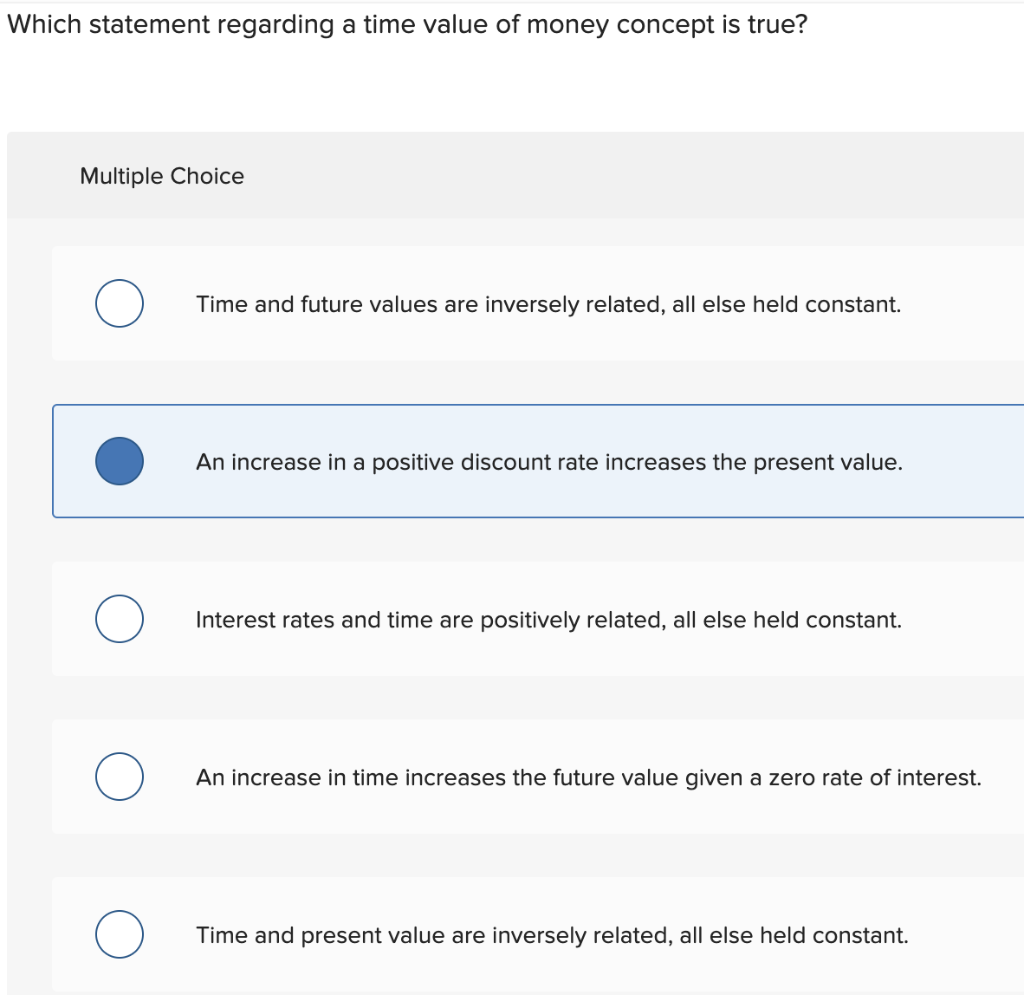 Which statement regarding a time value of money concept is true?