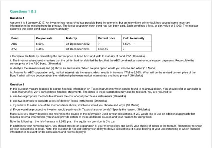  Questions 1 & 2 Question 1 Assume it is 1 January