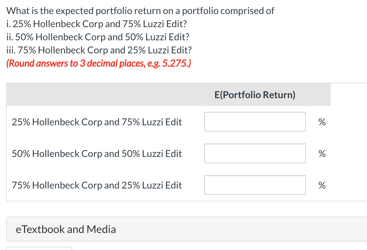 stock return data on Hollenbeck Corp and Luzzi Edit, Inc. Year Hollenbeck