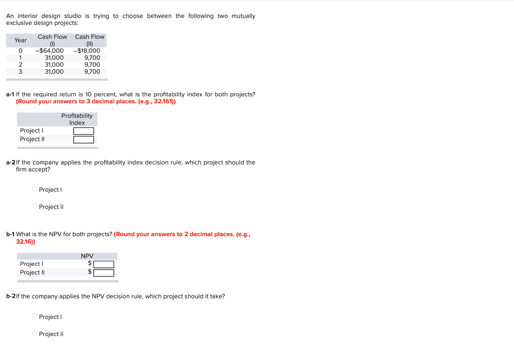  An interior design studio is trying to choose between the following