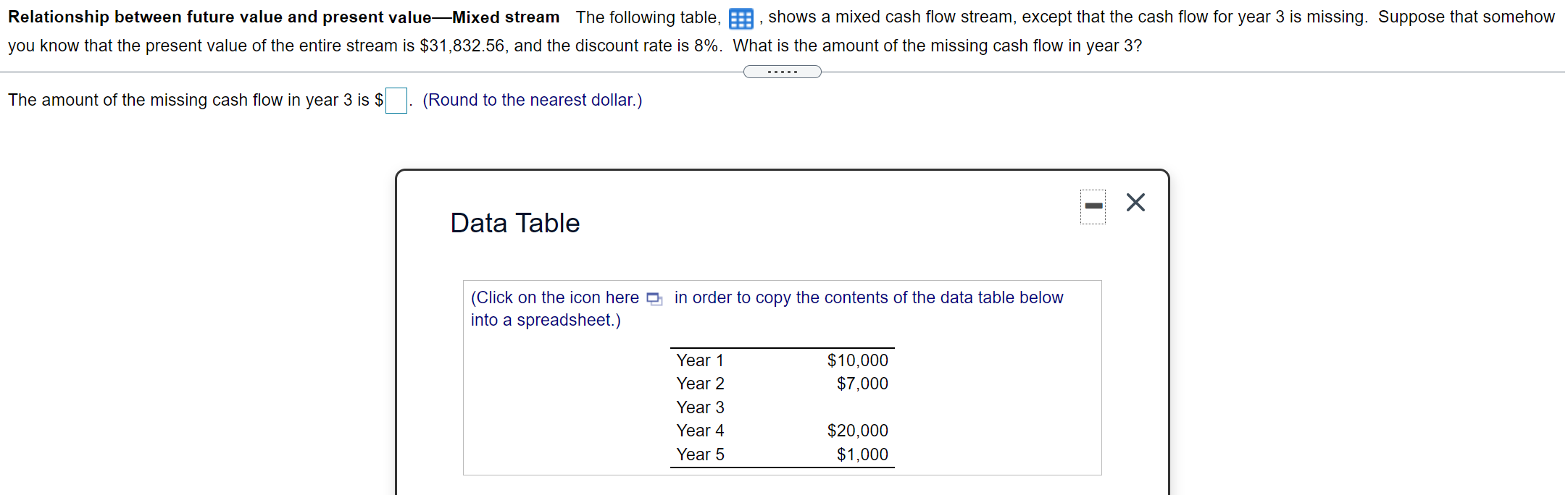 Relationship between future value and present valueMixed stream The following table,