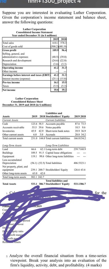 Please solve the question Suppose you are interested in evaluating Luther