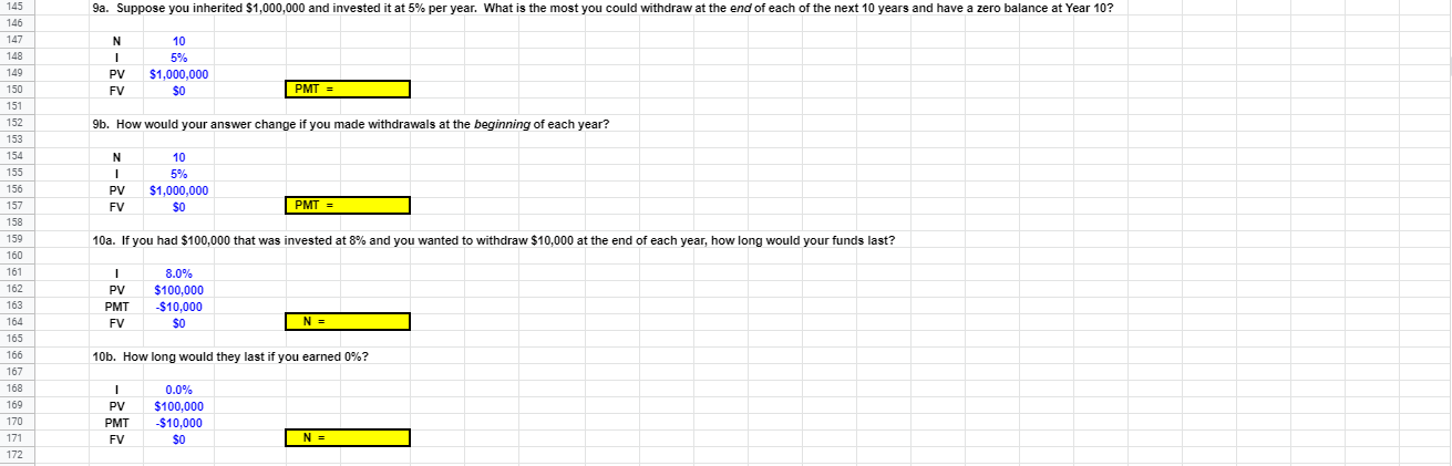 PMT 5 10% $500 $0 FV = 9 10 11 12 13