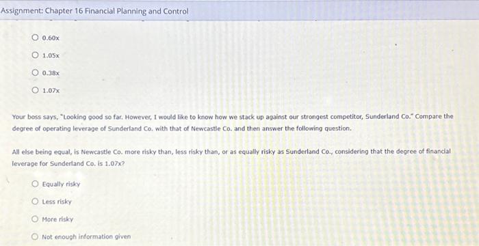 following is a list of selected information for Newcastle Co. for the