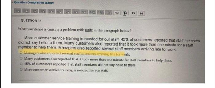  Which sentence is causing a problem with unity in the paragraph