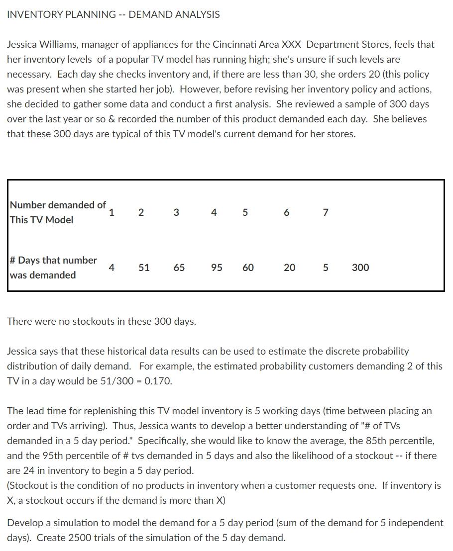1. What is the average 5 day demand based on the