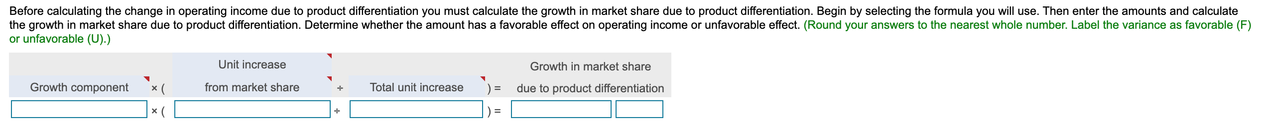 product differentiation strategy. The growth, price- recovery and productivity components of the