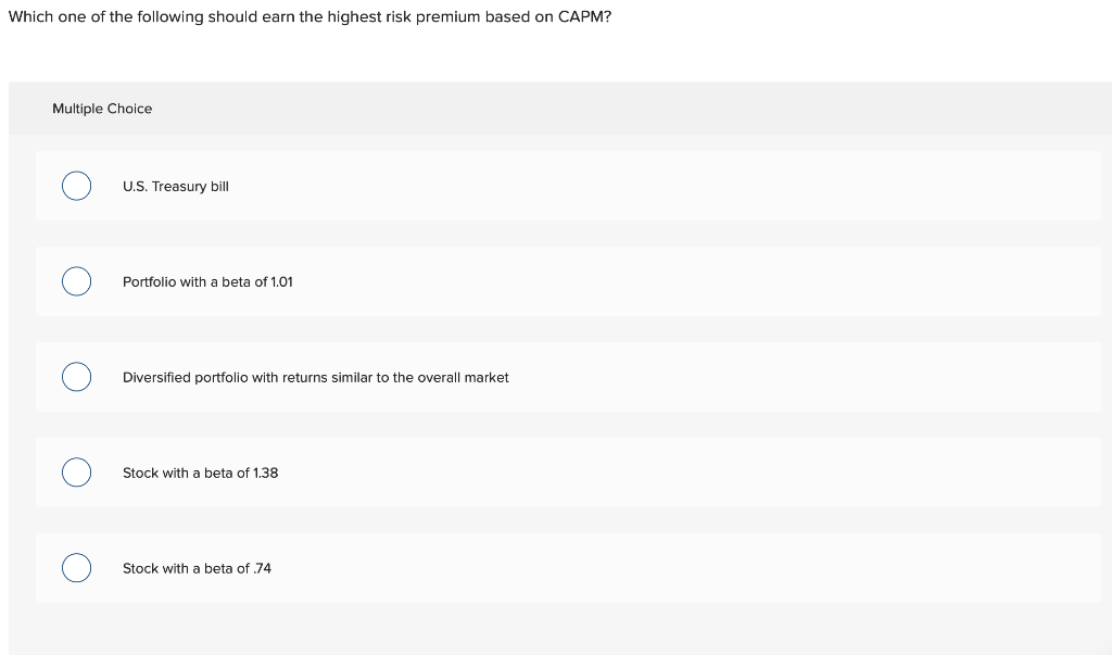 one of the following should earn the highest risk premium based on