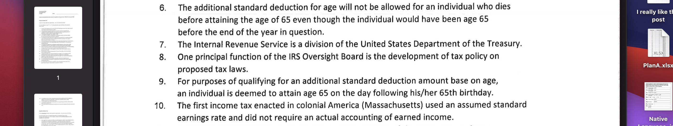 For each statement, state if it is true or fulse 6. I