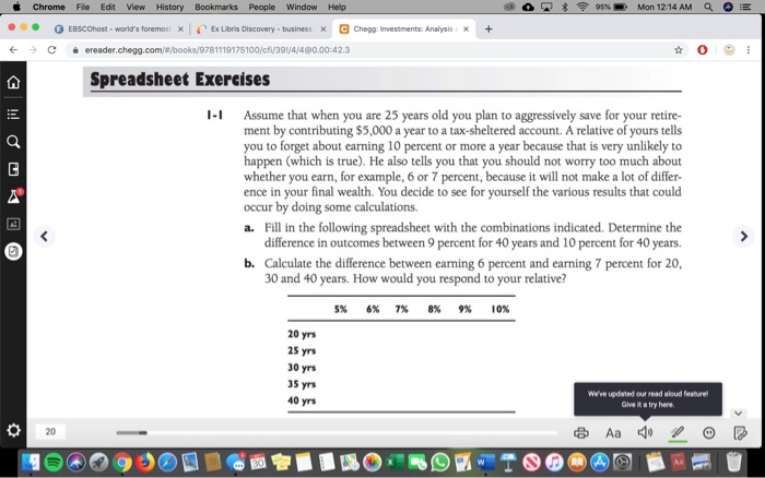  this has to be in excel form Chrome File Edit View