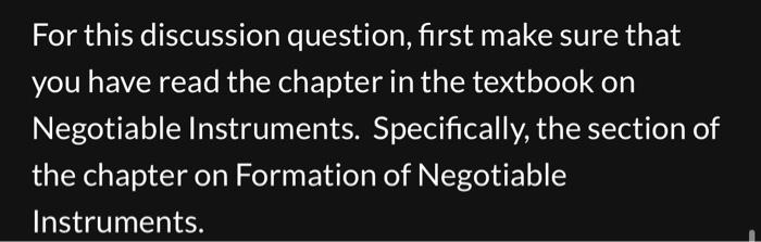  For this discussion question, first make sure that you have read