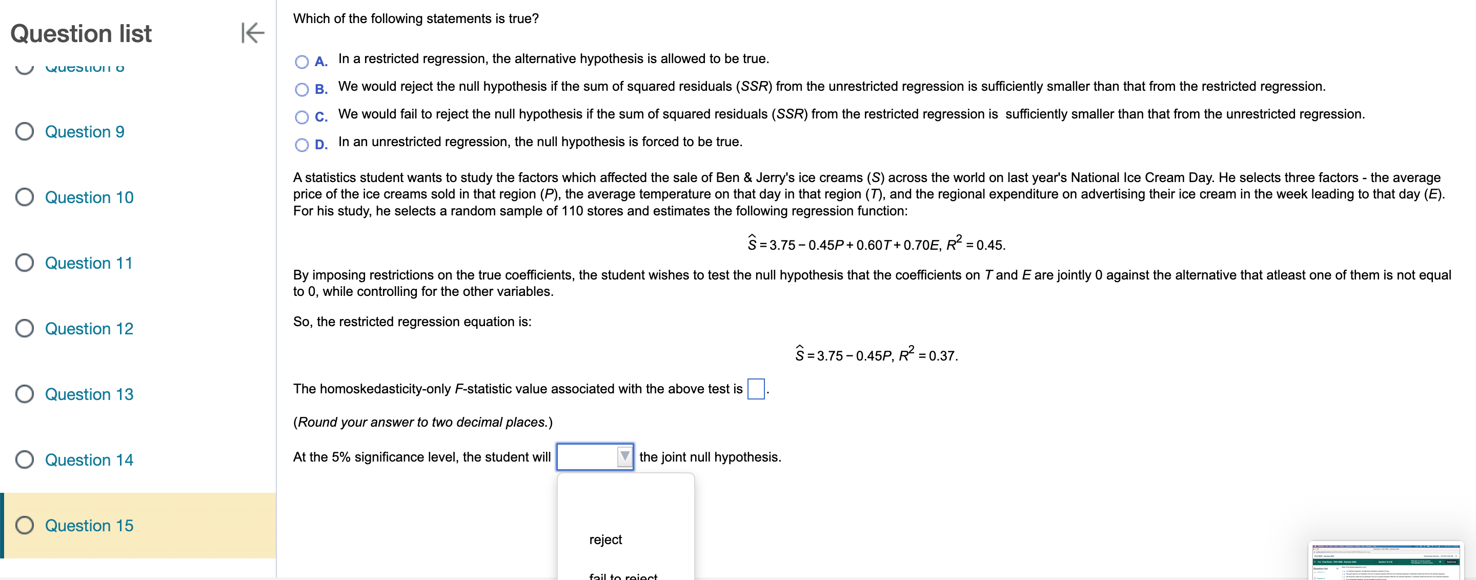  Question list Question 9 Question 10 Question 11 Question 12 Question