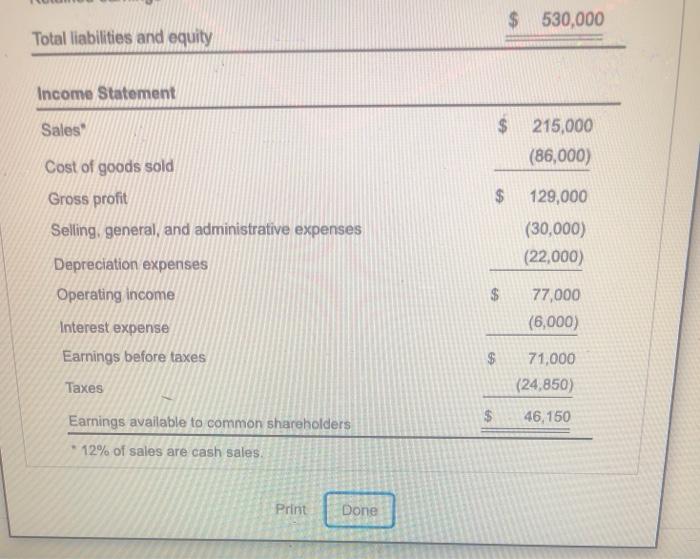 ratio b. Acid-test ratio C. Times Interest eamed d. Inventory turnover e.