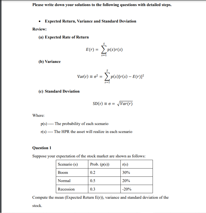 Please have detailed steps if possible Please write down your solutions to