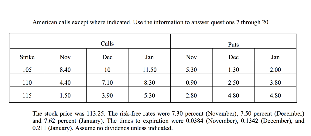 Can you please write the explanation American calls except where indicated. Use