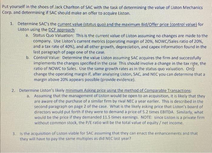 HBSP Coursepack- Liston Case Please explain answers. HBSP- coursepack Liston case please