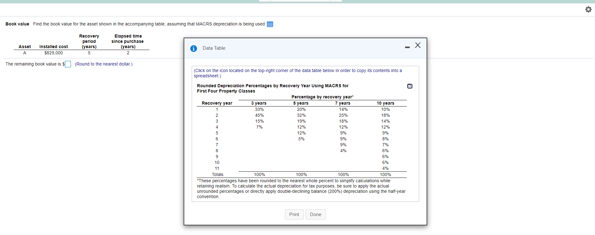  Book value Find the book value for the asset shown in