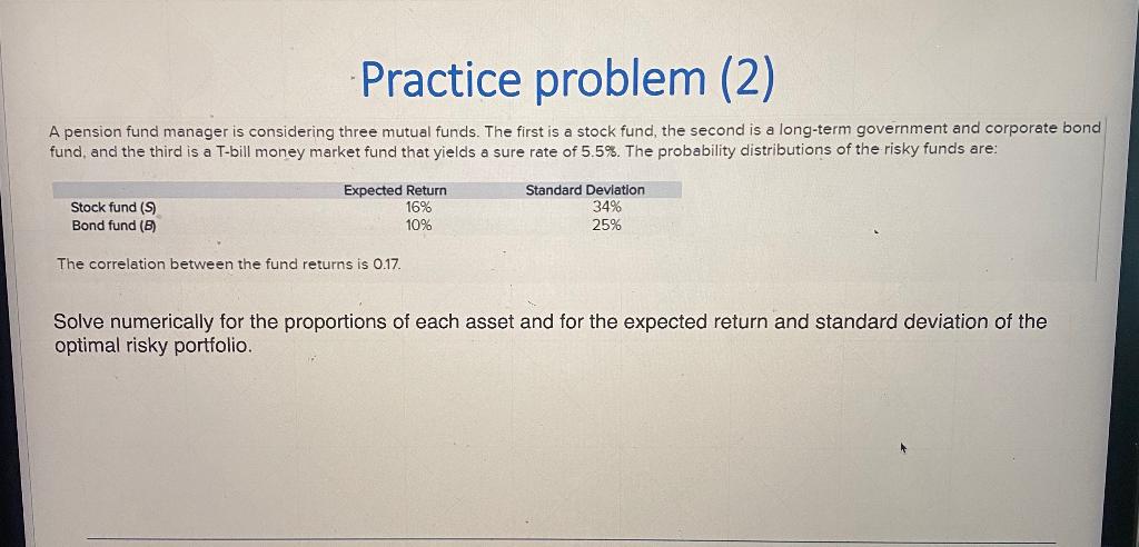 Please solve by hand (not excel) Practice problem (2) A pension