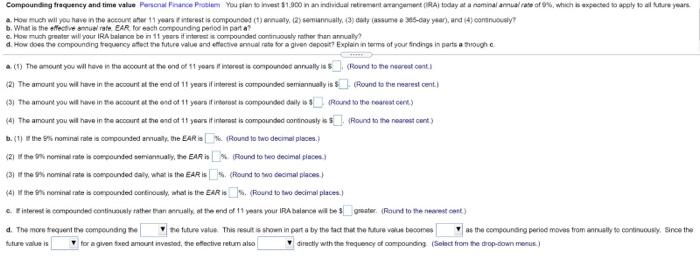  Compounding frequency and time value Personal France Problem you plan to