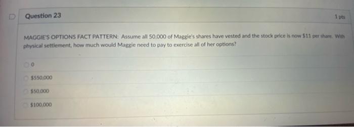 PATTERN: Maggle get's incentive stock options in Farm Inc. The options are