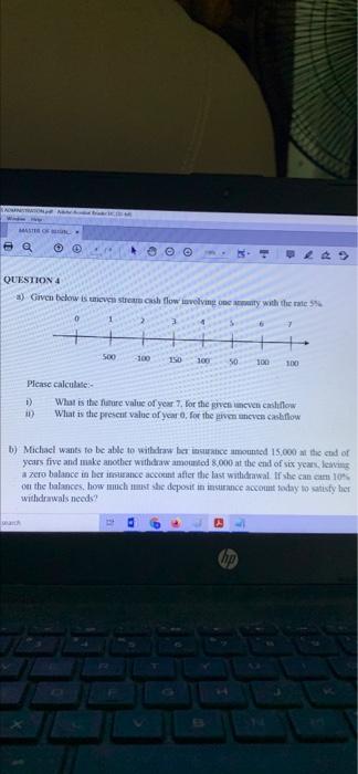 KA . QUESTION 4 a) Given below is ieven streamcash flow