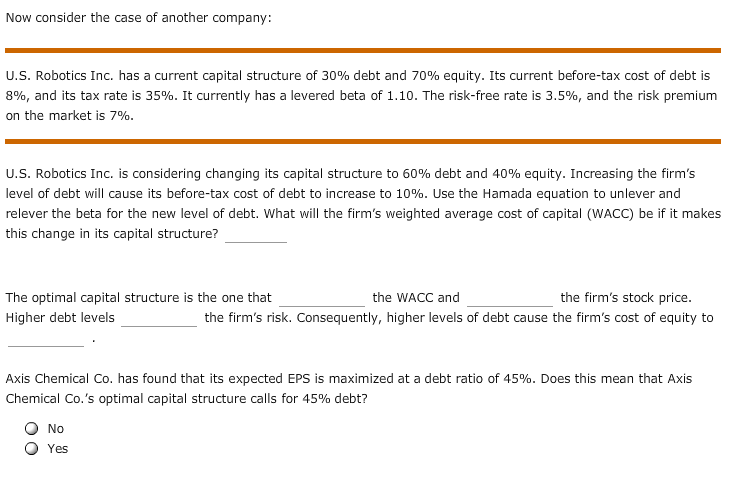 capital structure Review this situation: Universal Exports Inc. is trying to identify