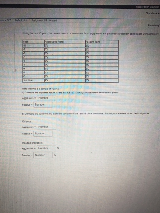  Help Robert Cranston Gradebook nance 520 Default Une Assignment - Graded