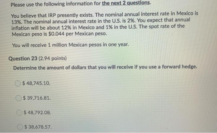  please answer both Please use the following information for the next