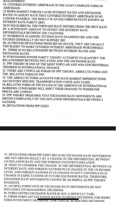  it a true or false question REALIGNMENT. 24. COVERED INTEREST ARBITRAGE