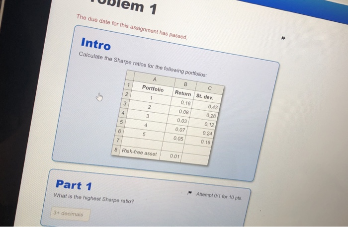  UBlem 1 The due date for this assignment has passed. Intro