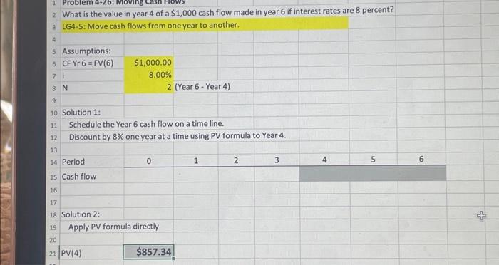  Moving cash FlowS 2 What is the value in year 4