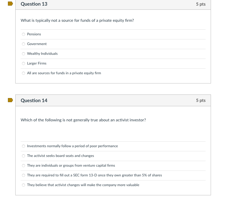  Question 13 5 pts What is typically not a source for