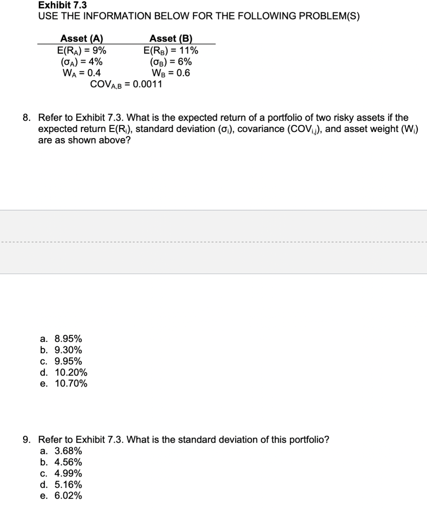  Exhibit 7.3 USE THE INFORMATION BELOW FOR THE FOLLOWING PROBLEM(S) Asset