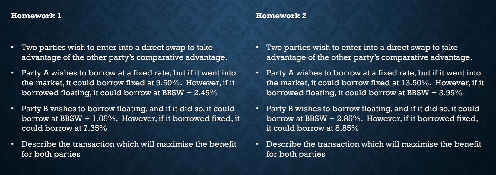 Need the working out for these Homework 1 Homework 2 Two parties