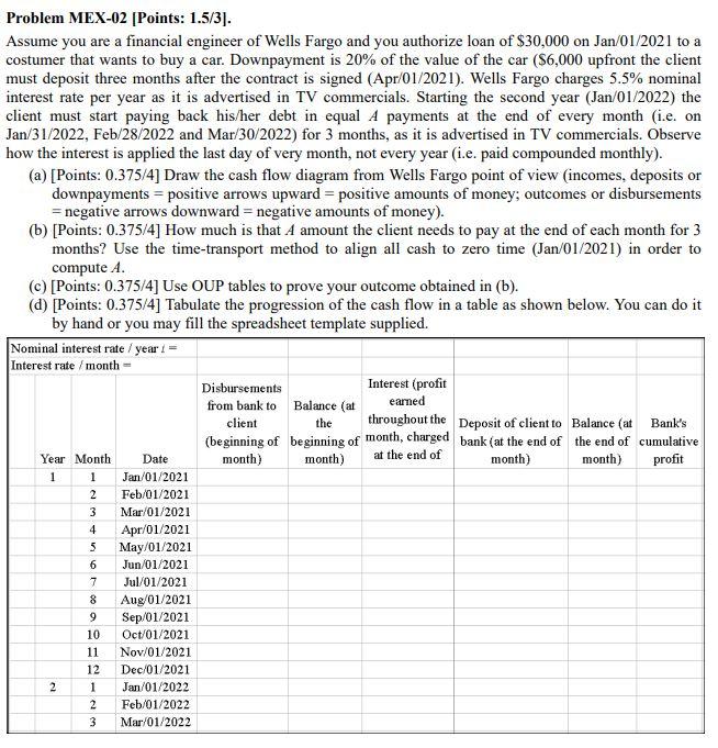  Problem MEX-02 [Points: 1.5/3]. Assume you are a financial engineer of