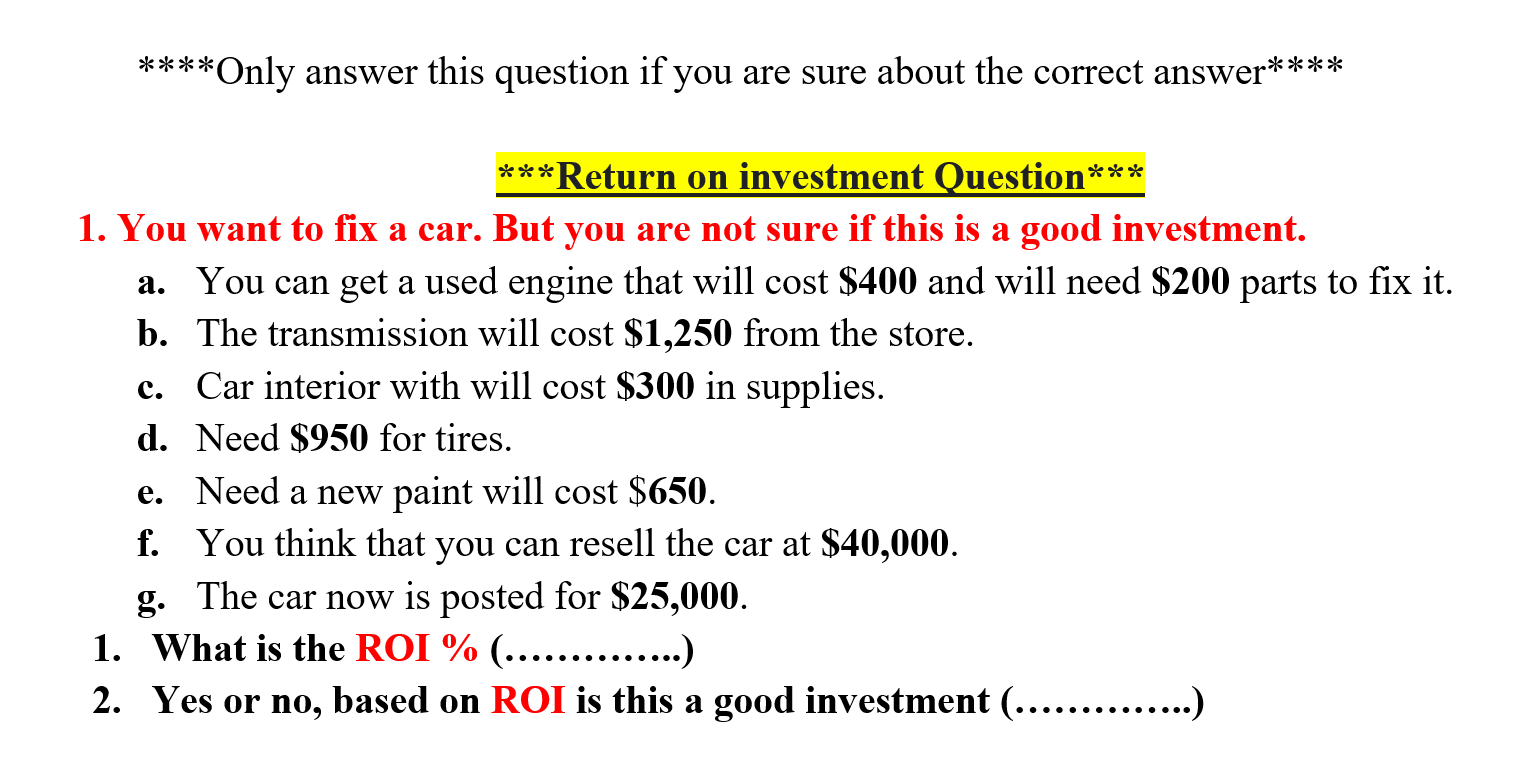 ***************************************** Answer the following question: ***************************************** ****Only answer this question if you