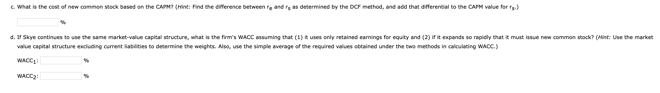 (In thousands of dollars): oquals $1.075 million. Download spreadshect Galculating the WACc-d