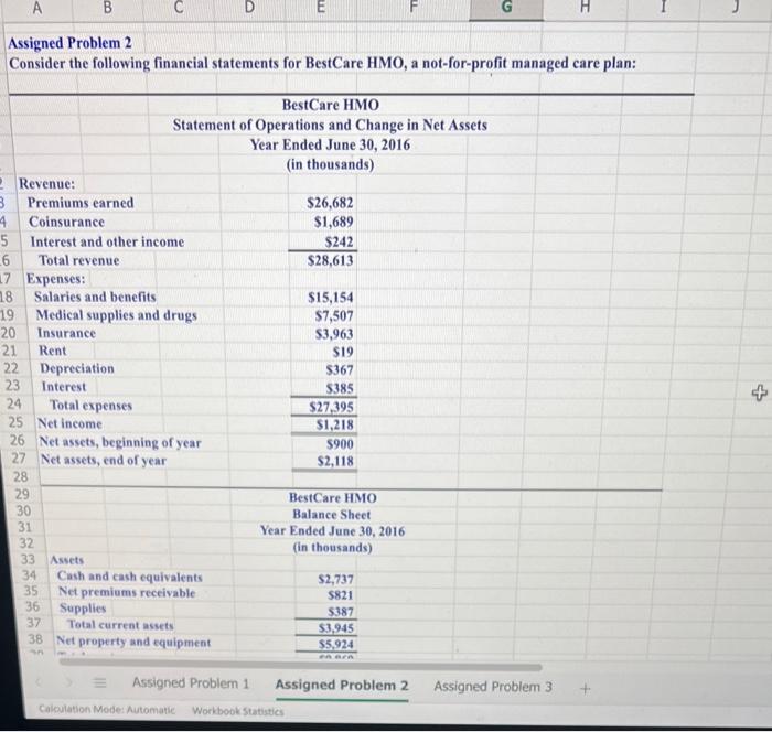  00 B D E Assigned Problem 2 Consider the following financial
