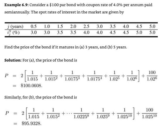 with coupon rate of 4.0% paid semi- annually. The spot rates of